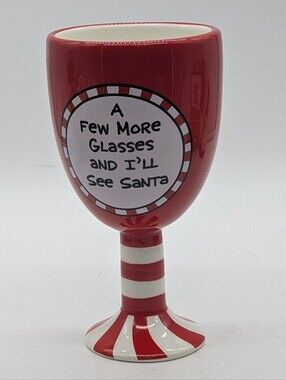 Our Name Is Mud Funny Christmas Ceramic Wine Goblet See Santa Candy Cane Stem